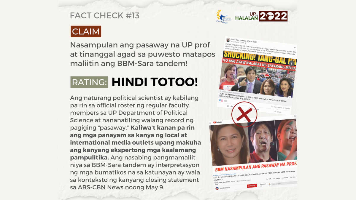 Nasampulan Ang Pasaway Na Up Prof At Tinanggal Agad Sa Puwesto Matapos Maliitin Ang Bbm Sara Tandem